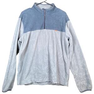 Hawke & Co Mens Sweater Gray Blue Pullover 1/4 Zip Performance Fleece Large